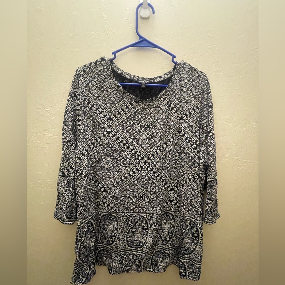 Lucky Brand Monochrome Patterned Blouse - Picture 1 of 5